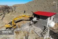 عکس/ تخریب ویلاهای غیر مجاز روستای خاوه قم