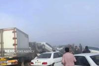وقوع تصادف زنجیره ای در اتوبان تهران- قم/۸ نفر مصدوم شدند