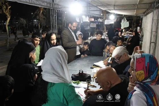 استقبال نوجوانان از خیمه معرفت حرم علی بن جعفر(ع)