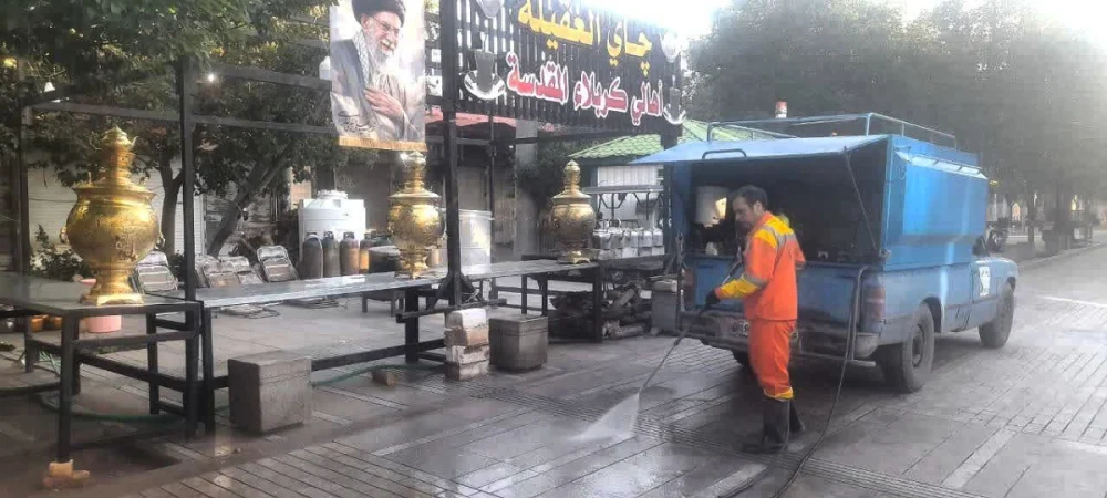 ارائه خدمات شهری و پشتیبانی شهرداری منطقه هفت قم به ۵۳ موکب